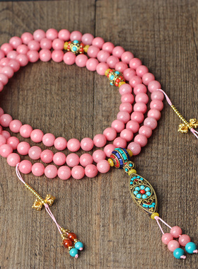 夏冉玉髓红纹石108颗民族风