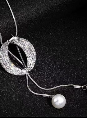 意大利轻奢高级感毛衣链秋冬百搭长款冠狄项链铜合金吊坠时尚a77