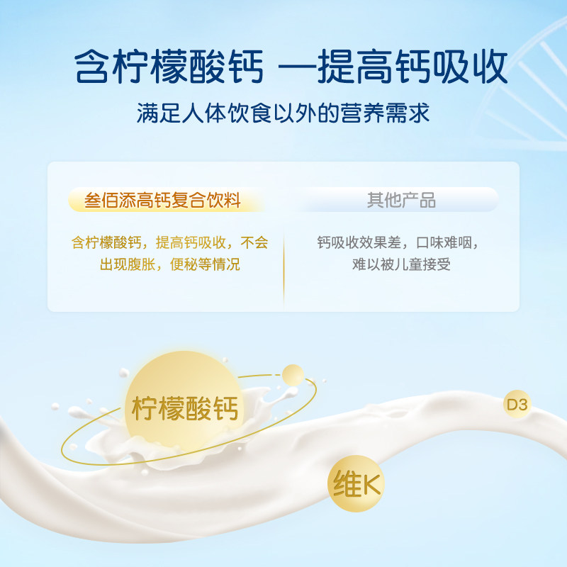 叁佰添成人儿童高钙复合d3液维生素 叁佰添钙铁锌/钙镁
