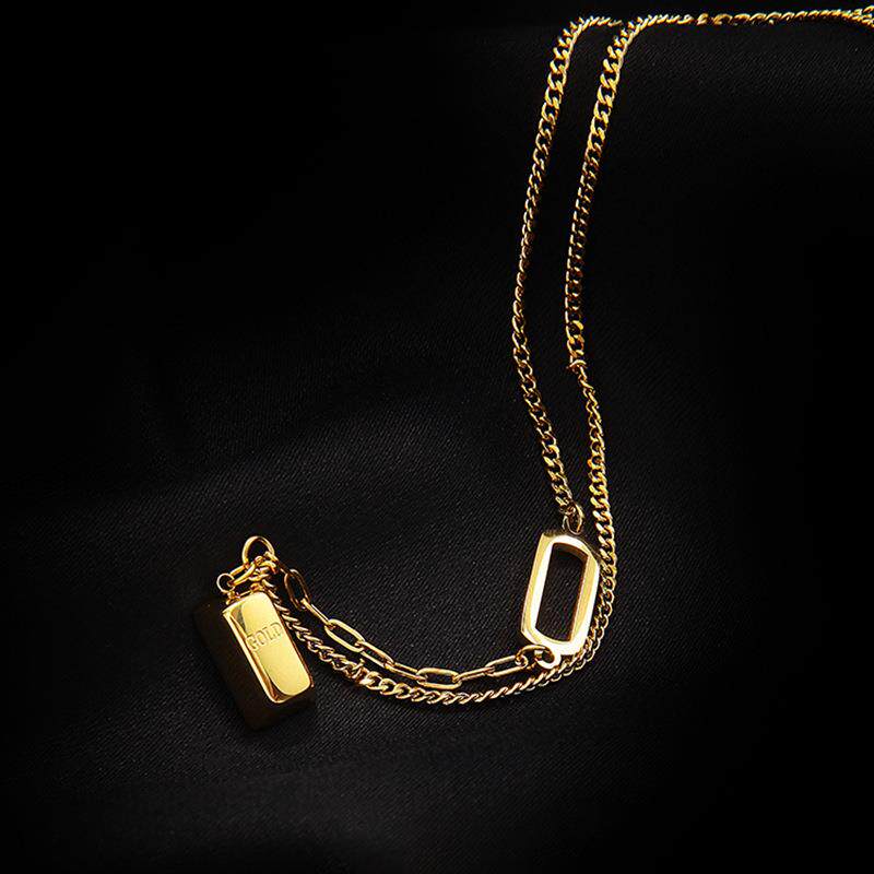 小众设计好运暴富小金条女潮锁骨链 便又佳项链