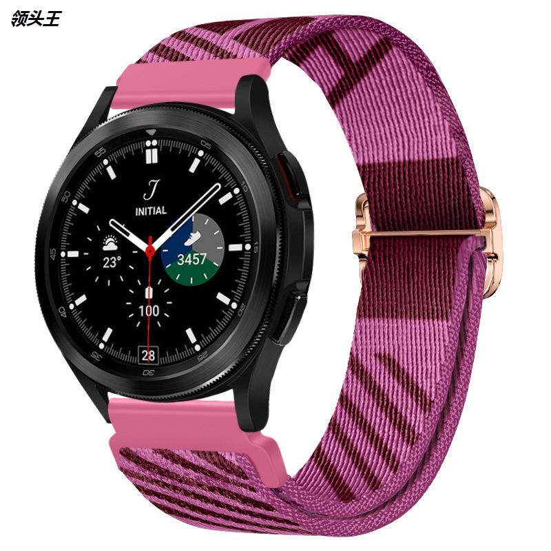 适用于华为三星watch4 classic表带智能手表表带弹力织布尼龙表带