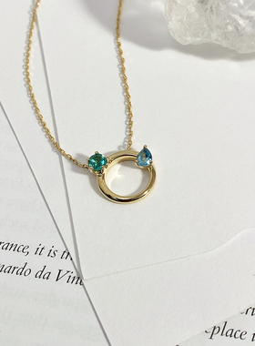 天然宝石金项链钻石星座