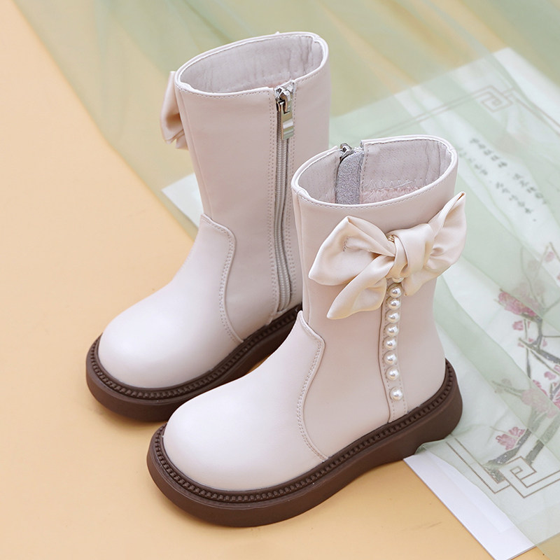 女童马丁靴高筒靴公主靴蝴蝶结真皮软底加绒中筒棉靴2025秋冬新款,淘宝优惠券,粉丝福利购,淘宝优惠卷