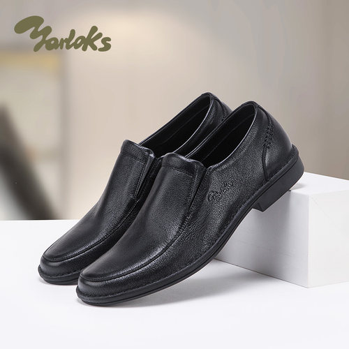 Yarloks/雅乐士男士商务休闲皮鞋一脚蹬牛皮通勤简约低帮 2212102 - 图0