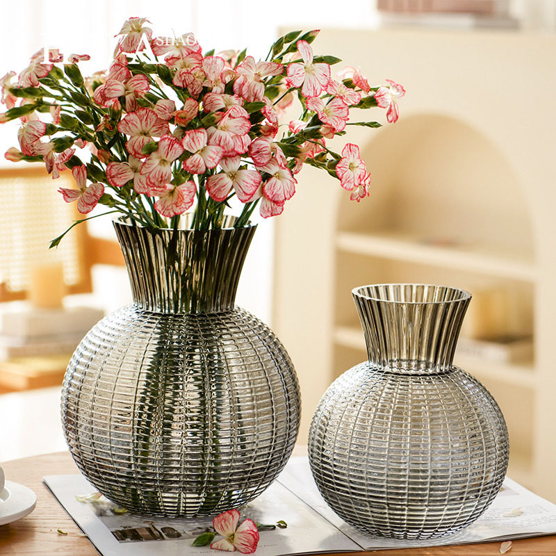 出口轻奢高档高级感玻璃花瓶客厅鲜花透明插花水养水培ins风摆件,淘宝优惠券,粉丝福利购,淘宝优惠卷