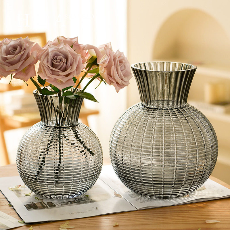 出口轻奢高档高级感玻璃花瓶客厅鲜花透明插花水养水培ins风摆件,淘宝优惠券,粉丝福利购,淘宝优惠卷