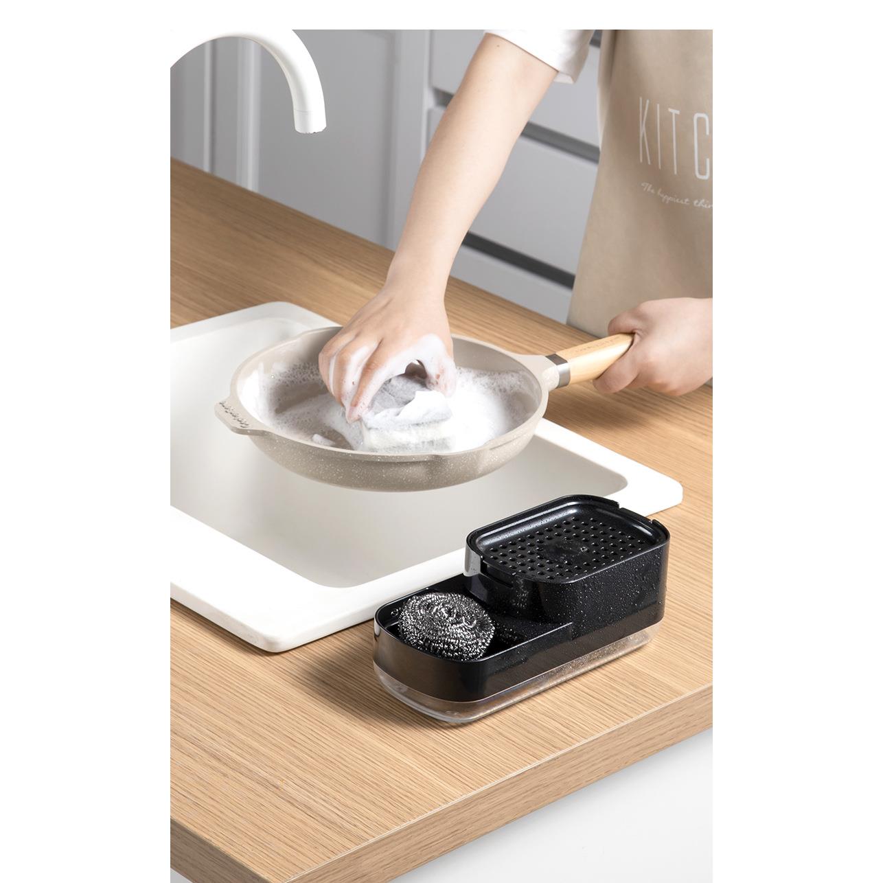 日式厨房压式皂液盒洗碗洗锅起泡器按创意海绵洗洁精出液盒-图0