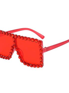 新款梯形点钻儿童太阳镜大框走秀墨镜2065男女童街拍眼镜