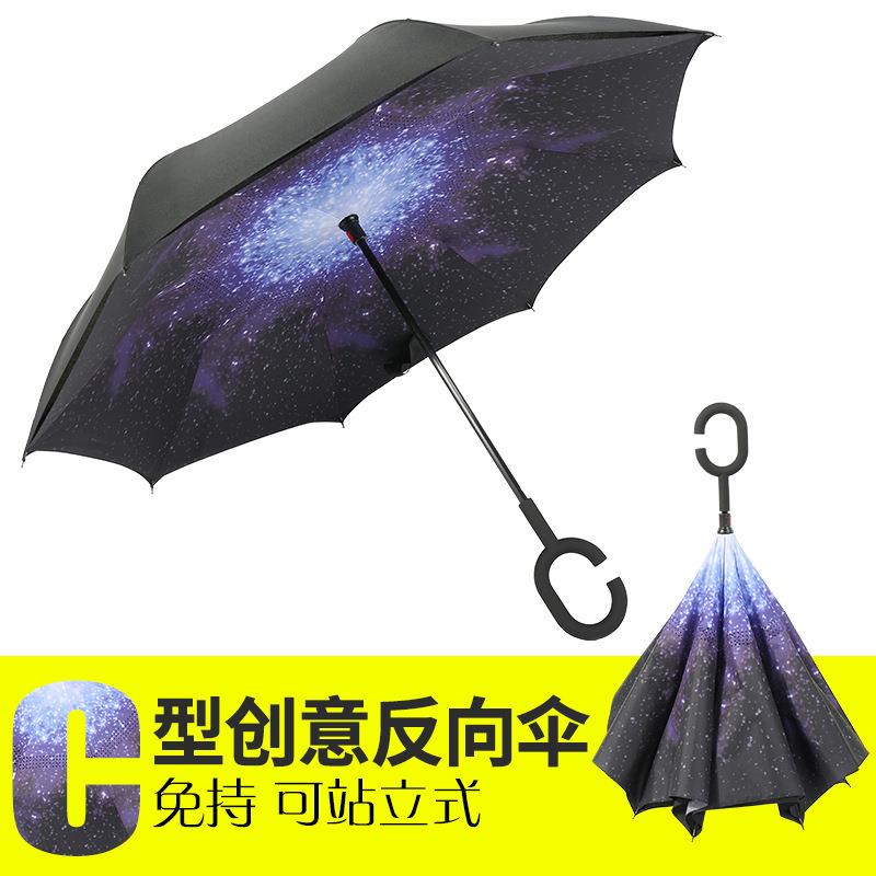 反向伞雨伞成人儿童两用遮阳防晒晴雨黑胶太阳伞可印制伞 - 图1