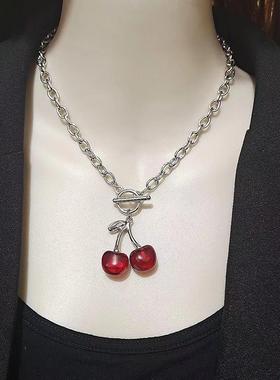 黑色樱桃项链女ins暗黑系少女