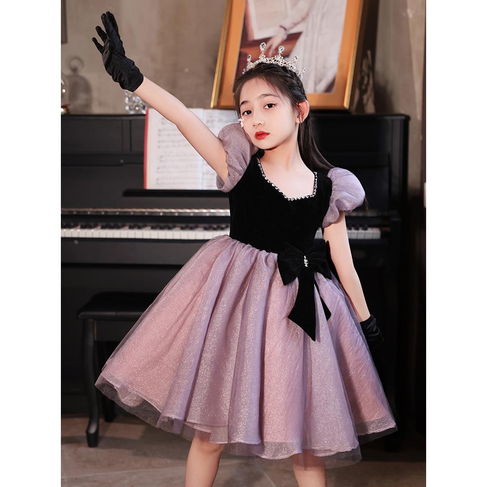 赫本风女童晚礼服高级春季公主裙儿童高端小主持人钢琴考级演出服