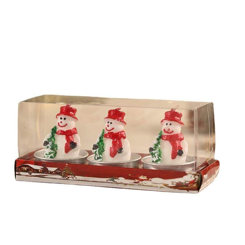 热销 圣诞节工艺礼品彩绘蜡烛套装圣诞节礼物装饰氛围 蜡烛灯