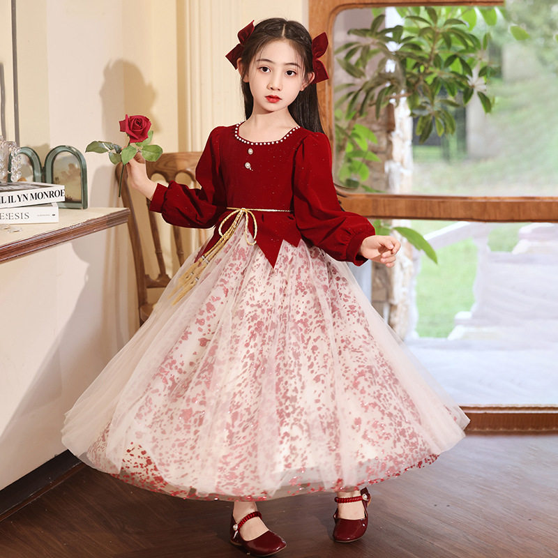 秋冬装新款洋气公主裙钢琴演奏礼服儿童生日主持人连衣裙女童裙子,淘宝优惠券,粉丝福利购,淘宝优惠卷