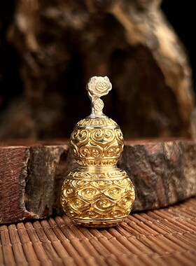 青炙祥云葫芦寸款吊坠黄铜钥匙扣挂件项链纯铜小葫芦汽车挂饰国潮