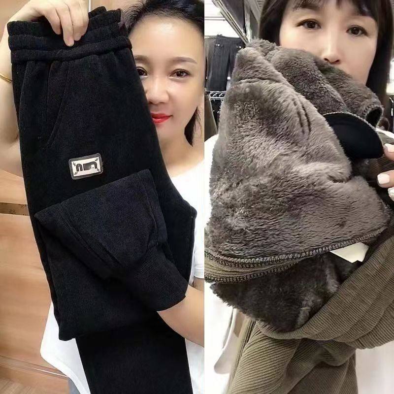 冬季秋冬新款加绒加厚休闲裤高腰卫裤妈妈宽松大码保暖束脚哈伦裤,淘宝优惠券,粉丝福利购,淘宝优惠卷