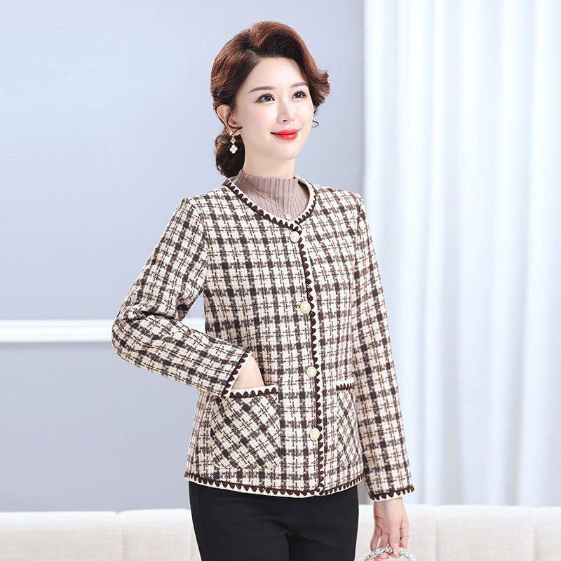 洋气中老年妈妈装小香风外套女秋冬季新款加绒加厚保暖大码上衣服,淘宝优惠券,粉丝福利购,淘宝优惠卷