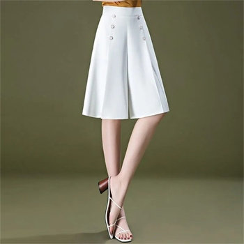 Ice Silk Skirts Women's Summer Thin Waist High Waist Draping Middle-aged Moms Fashionable Five-Level Pants Loose Large Size Shorts Wide Leg Pants