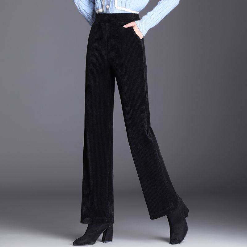 微喇裤灯芯绒裤子女秋冬2025新款加绒加厚高腰显瘦大码妈妈直筒裤,淘宝优惠券,粉丝福利购,淘宝优惠卷