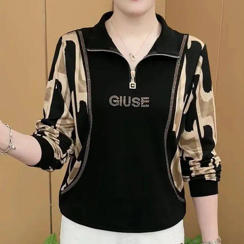 2025春秋烫钻减龄中老年外穿卫衣女宽松大码遮肚妈妈上衣长袖T恤,淘宝优惠券,粉丝福利购,淘宝优惠卷