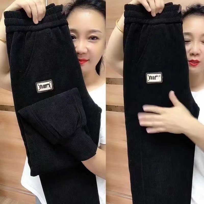 冬季秋冬新款加绒加厚休闲裤高腰卫裤妈妈宽松大码保暖束脚哈伦裤,淘宝优惠券,粉丝福利购,淘宝优惠卷