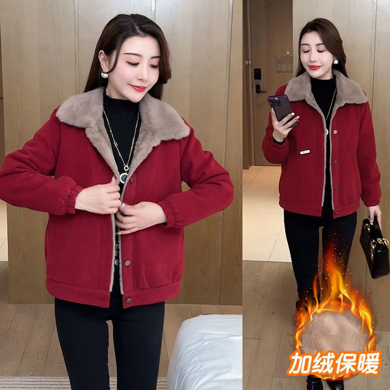 灯芯绒外套女冬季加绒保暖加厚百搭大码减龄宽松显瘦遮肚子妈妈装,淘宝优惠券,粉丝福利购,淘宝优惠卷