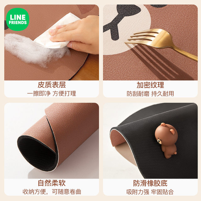 LINE FRIENDS Kitchen countertop drain mat absorbent pad coaster dining table washing table water control pad drying pad