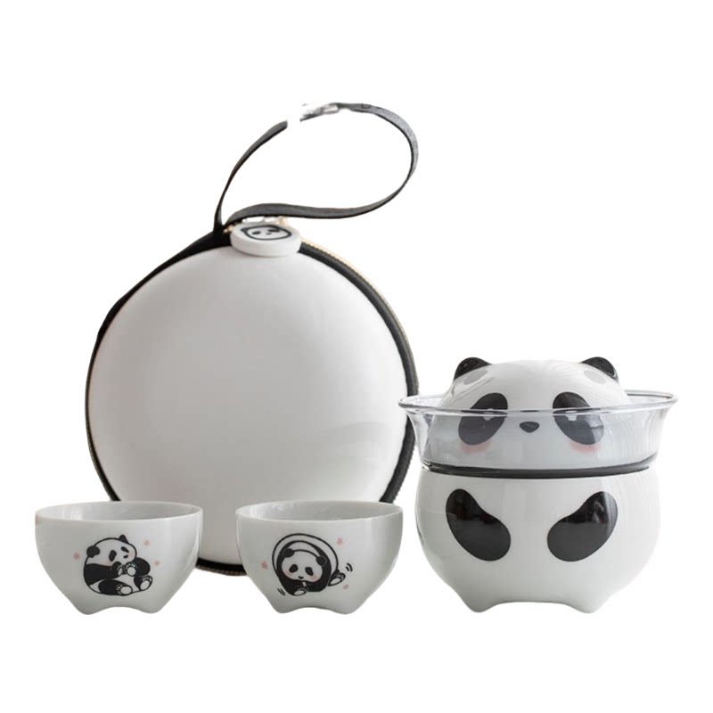 Guochao Panda Quick Cup Portable Outdoor Travel Tea Set Women's Creative Kung Fu Tea Cup Souvenir Customization