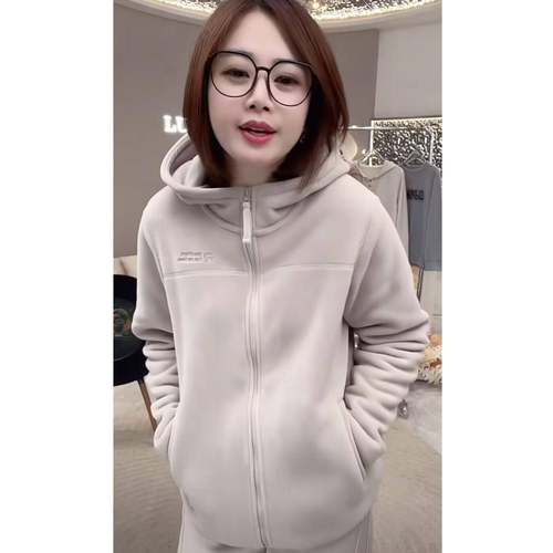 冬季新款双面绒保暖舒适休闲百搭加绒加厚连帽外套女防风开衫上衣 - 图3