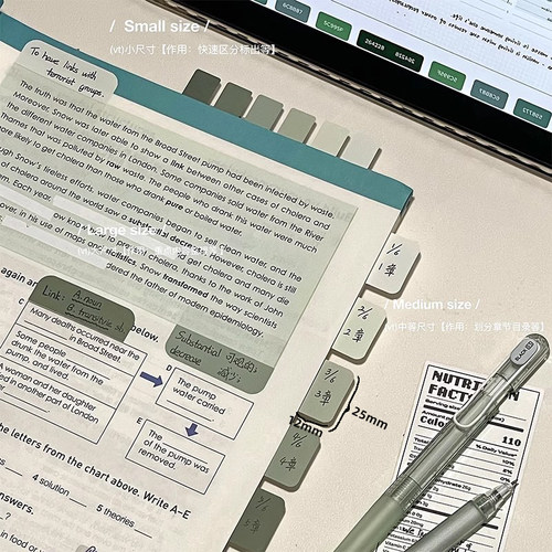 三年二班高颜值索引贴可书写便利贴高中生初中生专用纸质索贴透明可写速干书签查找分类记号标签贴纸粘性强-图1