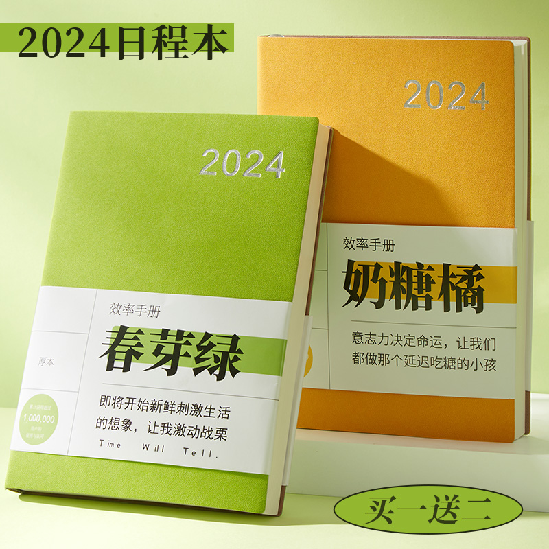 三年二班 2024年日程本计划本笔记本子日历记事本商务办公365天工作日志学习时间管理每日一页效率手册日记本 - 图0