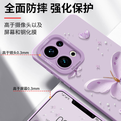 适用oppoReno13手机壳reno12pro保护套11新款10外壳9的pro+后0pp0女por高级感pr0硅胶15全包防摔14玫瑰蝴蝶 - 图1
