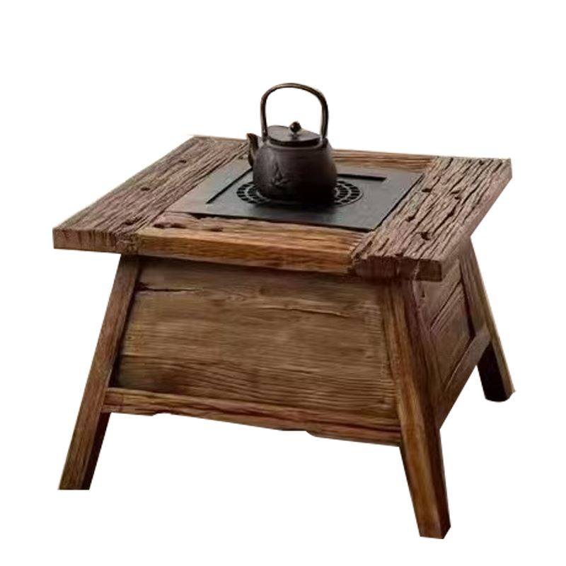 老榆木烧烤桌泡茶台实木火锅桌烤火冬日围炉煮茶桌阳台庭院方形,淘宝优惠券,粉丝福利购,淘宝优惠卷