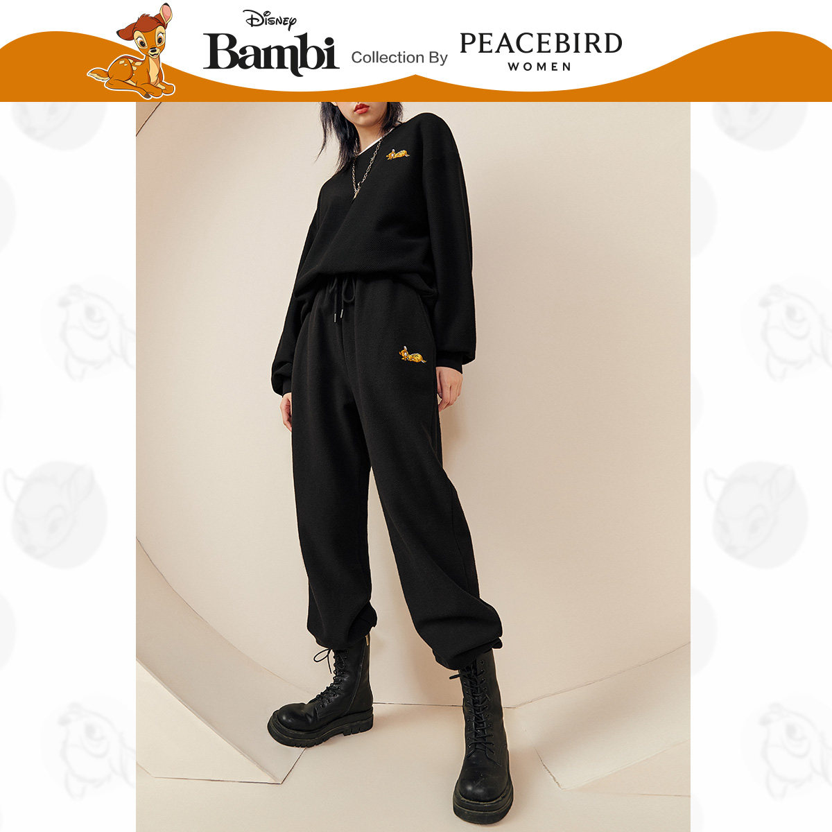 小鹿斑比联名太平鸟女装2020休闲裤 太平鸟慕淳休闲裤