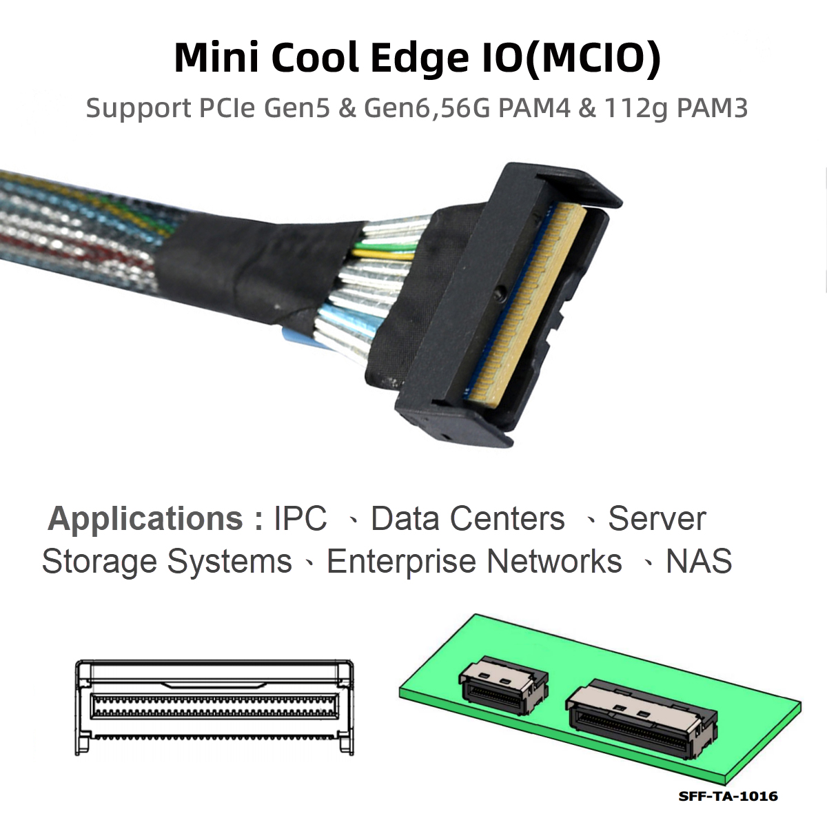 MCIO SFF-8654 8I 5.0 74Pin PCIE转MCIO连接线Slimline SAS 90度-图2