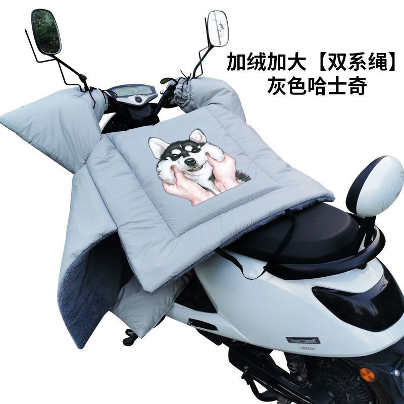 电动车挡风被冬季加厚加绒防水电瓶车挡风罩摩托车挡风被挡风衣 - 图0