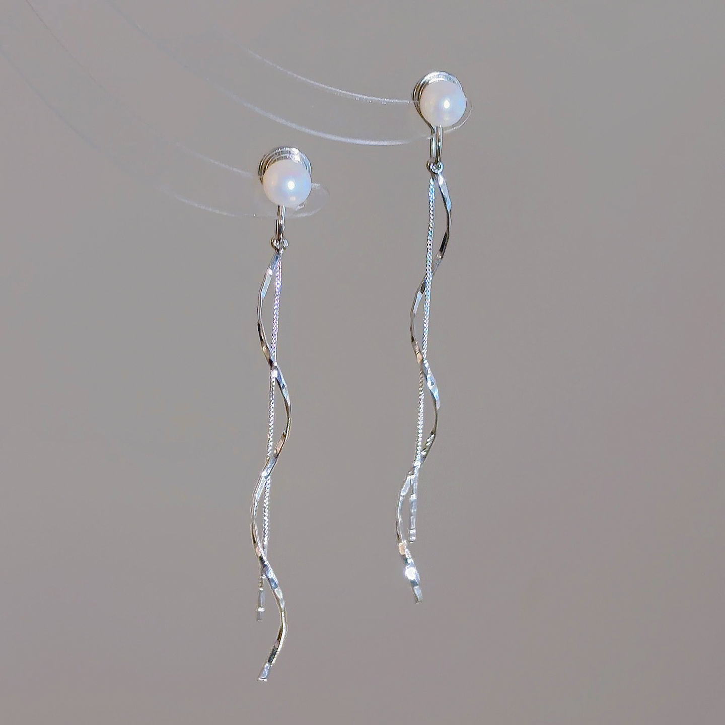 「音符」长款显脸瘦天然珍珠流苏耳夹女无耳洞耳饰新款复古耳环 - 图3