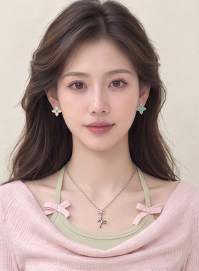 「花间错」精致贝母绿松石星星耳环女2026新款爆款轻奢耳夹耳饰