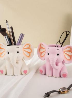 卡通创意可爱动物大象笔筒收纳盒摆件家居卧室办公室桌面装饰摆件