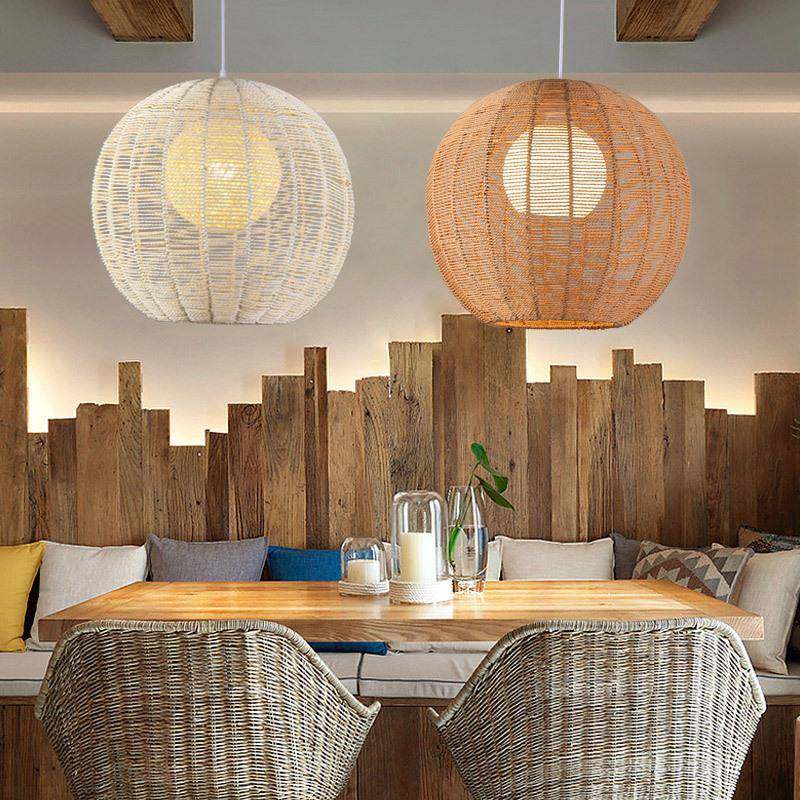 日式麻球藤艺吊灯田园餐厅手工编织圆形鸟巢饭店农家乐麻绳灯罩,淘宝优惠券,粉丝福利购,淘宝优惠卷