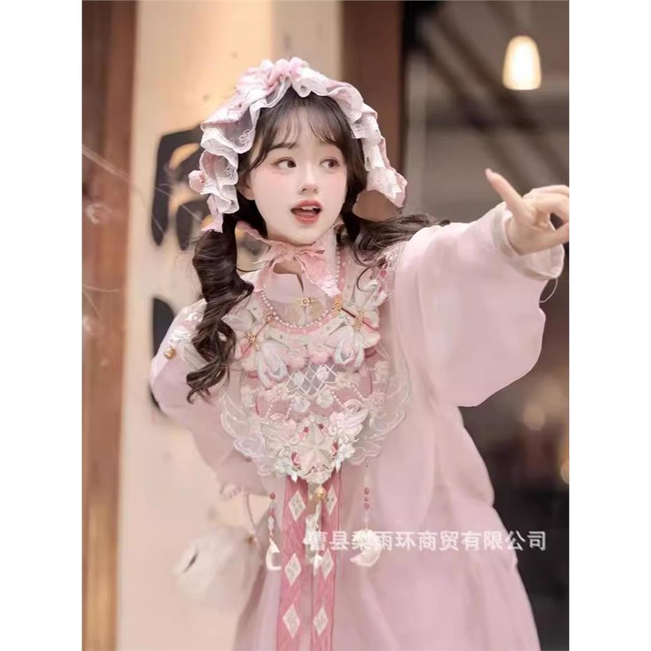 2025 autumn and spring new cherry blossom pink Hanfu