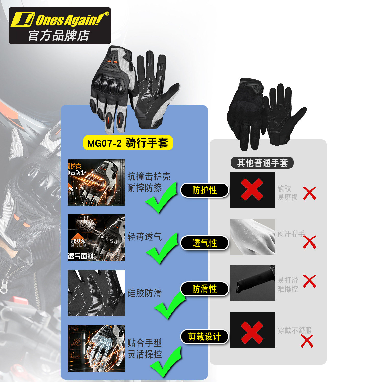 Summer motorcycle anti-fall carbon fiber gloves, breathable and non-slip