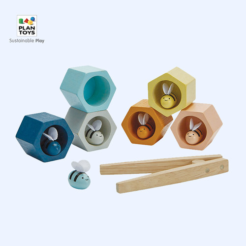 plantoys蒙氏早教益智配对蜂箱游戏儿童玩具木制几何形状4125礼物 - 图0