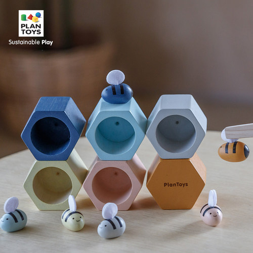 plantoys蒙氏早教益智配对蜂箱游戏儿童玩具木制几何形状4125礼物 - 图2