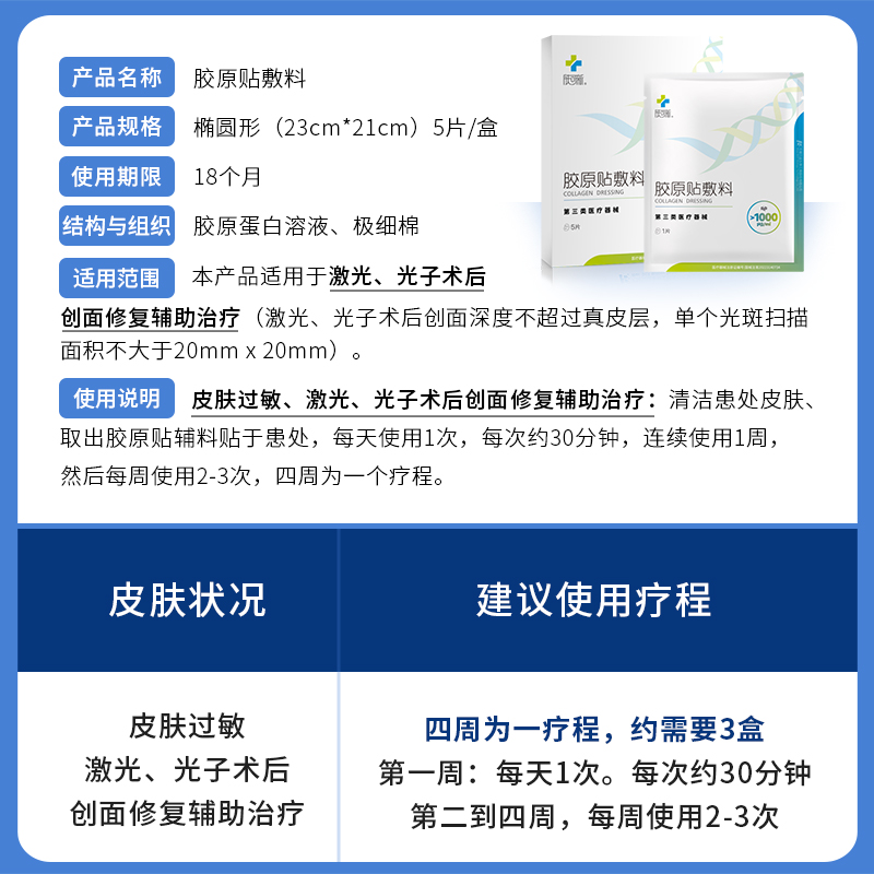 肤可新医用胶原蛋白敷料贴医美激光光子果酸术后修复创面非面膜 - 图3