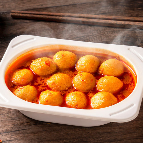 四海鱼蛋鲜装咖喱鱼蛋香港街头小吃鱼丸微波炉加热即食270g*12包 - 图1