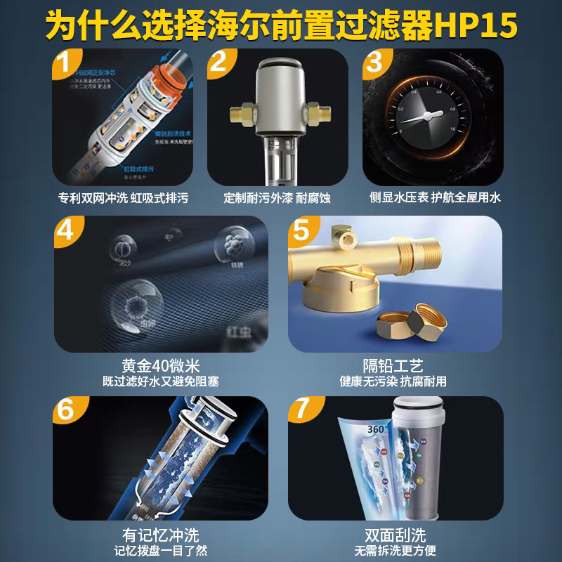 海尔前置过滤器家用反冲洗净水机全屋中央净水自来水保护滤水器 - 图2