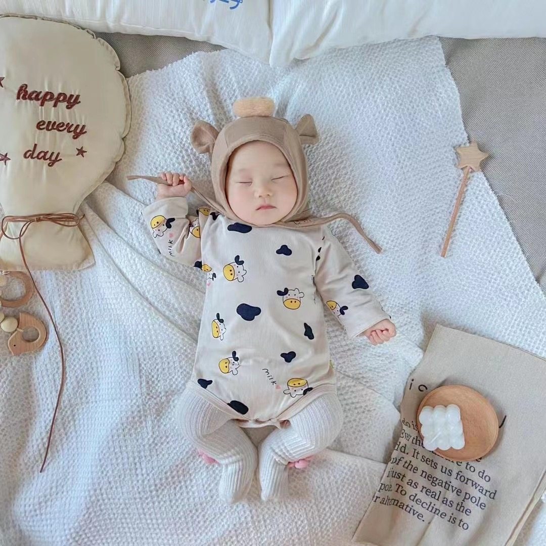 伊比之鸭婴儿爬服宝宝春秋连体长袖包屁衣护肚三角哈衣儿童睡衣,淘宝优惠券,粉丝福利购,淘宝优惠卷