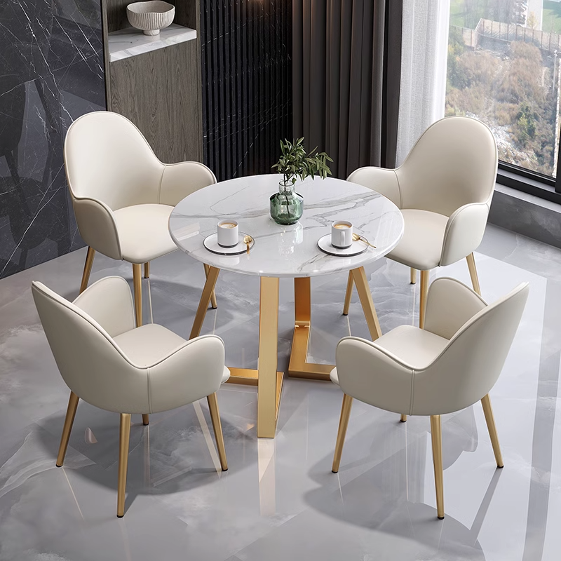 猫抓皮椅真皮接待圆桌岩板美容院贵宾室休息区休闲洽谈室桌椅组合,淘宝优惠券,粉丝福利购,淘宝优惠卷