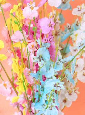 跳舞兰仿真花长枝黄色假花绢花客厅家居装饰文心兰瓶花插花蝴爆款