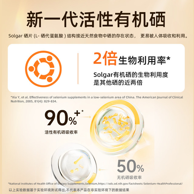 Solgar Active Organic Malt Selenium Tablets ອາຫານເສີມ Selenium Element Selenomethionine ເມັດເສີມ Selenium ສໍາລັບແມ່ຍິງ ນໍາເຂົ້າຈາກສະຫະລັດອາເມລິກາ